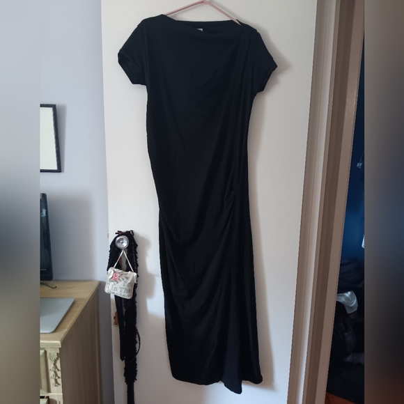 BRUNELLO CUCINELLI Black Stretch Wool Asymmetric Drapey Dress 10 - Picture 1 of 7